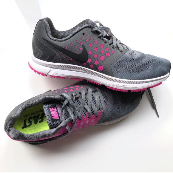 Nike Run Fast Gray Pink Sneakers - Picture 1 of 10
